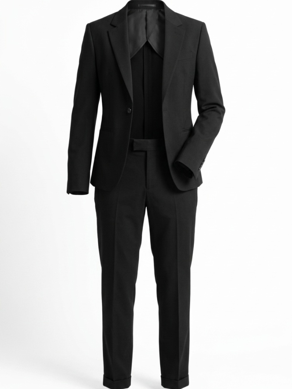 Classic Black Blazer & Pants Suit Set – Tailored One Button Jacket Office Workwe